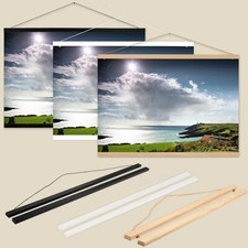 Holz Posterschiene Posterleiste Klemmschiene Bilderrahmen natur schwarz weiß