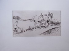 Prof. Alexander Eckener  1870-1944 Grafik Malerei Radierung Pflügender Bauer