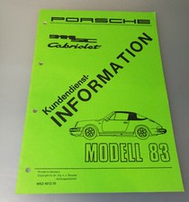 Porsche 911 SC Cabriolet  Kundendienst Information 1983 Werkstatthandbuch