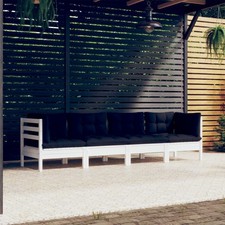 Garten Lounge Set Kissen Gartenmöbel Sofa 4-tlg. Massivholz Kiefer Weiß DE