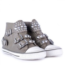 ASH Nieten Chucks FROG Sneaker Grau  Leder Reißverschluß div.Gr. Neu mit Karton 