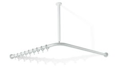 HEWI Duschvorhangstange mit Deckenabhängung und 18 Ringen 801.34.140-99