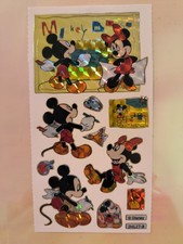 Sticker Aufkleber Prismatisch Glitzer Goldrand Disney Micky + Minnie Maus Top
