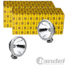 2x HELLA HALOGEN FERNSCHEINWERFER SATZ RUND SCHWARZ 12V 24V | 1F3 010 119-101