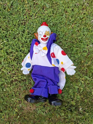 Porzellanpuppe bunter clown - porzellanpuppe,