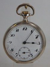 Offene Herrentaschenuhr VAU Alpina Silber um 1915 - SEHR GUTES UHRWERK (101928)