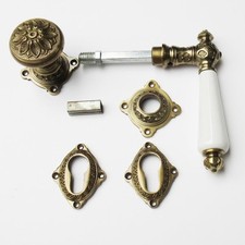 Jugendstil / Gründerzeit Haustür- Wohnungstür Beschlag Messing antik 46-PZK-AW 