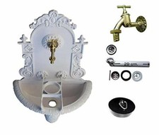 Antik Alu Wand Brunnen Bassena Gartenbrunnen mit Kran u. Ablaufset MG1/FF-W