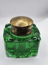 Antikes Tintenfass aus Grünglas Art Deco