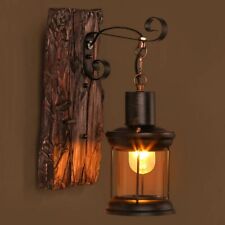 RETRO VINTAGE WANDLEUCHTE HOLZ-WANDLAMPE INDUSTRIELAMPE AUßEN LATERNE LICHT E27