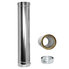 Edelstahl Ofenrohr doppelwandig Rauchrohr Kaminrohr isoliert 150 Made in Germany