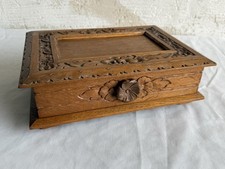 Holz Schatulle geschnitzt Blumen Truhe ca. 60er Jahre Handarbeit vintage