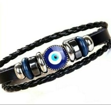 Schwarzes Armband mit Nazar Boncuk Blaue Blick  Schmuck Armreif