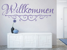 Wandtattoo Willkommen Ornament
