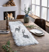 Tischläufer Weiß Felloptik