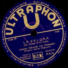 JOSEPH SCHMIDT -Tenor-  La Paloma / Meine Sonne!  Schellackplatte  78rpm  S5811