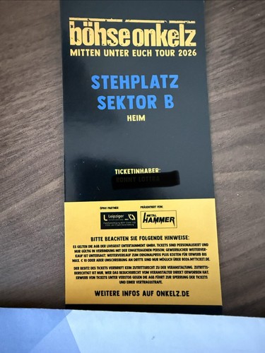 Böhse onkelz ticket mitten - böhse, ''mitten