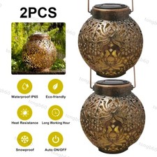 Orientalische Solarlampe für Außendekoration 2er-Set Wasserdicht Hängend Laterne