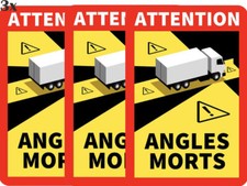 3x Angles Morts Aufkleber Warnung Toter Winkel UV beständig LKW Truck 17x25 cm