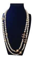 Chanel Collier CC Perlen Kristall Halskette Golden OVP