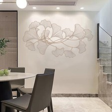 Ginkgo Blätter Wanddeko 3D Metall Wanddekoration Wandbild Wandschmuck 120x57cm!!