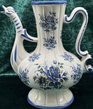 Handbemalte Keramik dekorative Henkelvase Drachenausguss Capodimonte