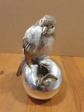 Vogel silber auf Apfel sitzend_ca. 12x8 cm_sehr schön_aus Sammlung