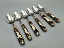 Anton Wingen 6x Speiselöffel Jagdbesteck Hirschhorn Solingen Suppenlöffel Horn