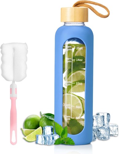 Glas trinkflasche 500ml blau - glas,