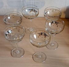 6 Jugendstil Weingläser handbemalt sehr alt