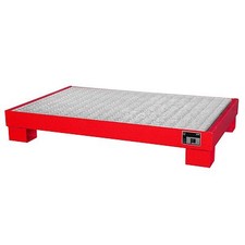 BAUER Auffangwanne Ölauffangwanne Ölwanne Stahl 6x60L Fässer mit Gitterrost Rot