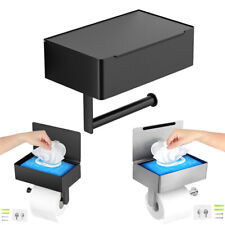 Edelstahl Toilettenpapierhalter ohne Bohren WC Klopapierhalter mit Ablage-Box DE