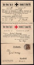 1914/1915, 3 Belege, Kaisergeburtstag-Spende für das Rote Kreuz Crefeld