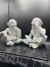 Lesende Affen, Pärchen Porzellan Figuren