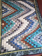 Decke, Handgearbeitet, Patchwork, ca. 135 x 180 cm groß, Rückseite: blauer Vlies