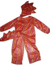 DRACHE DINO KOSTÜM HANDARBEIT USA 98-104 UNIKAT Pink-Orange Drachenkostüm