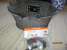 Prophete Fahrradkorb für Lenker- und Gepäckträger, Klick-Fix,  Rattan-Optik Grau