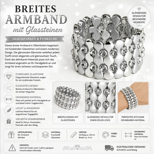 Breites armband silber mit - silber,