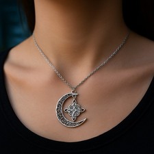  Halskette Hexenknoten und Halbmond Hexe Schutz Esoterik