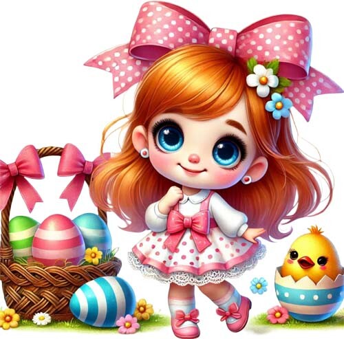 Bunte ostern cartoon mädchen - bunte,