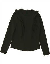 ZARA Damen Langarm Bluse Oberteil UK 10 Small Grün DE67