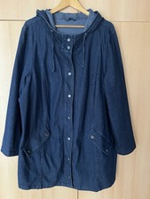 Lange Damen Jeans Jacke mit Kapuze, Gr. 56