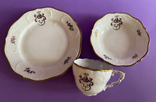 3 teiliges Porzellan Set Wappen ADELSGESCHLECHT VON FALKEN, Lindner, vergoldet