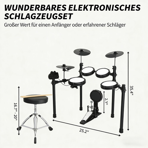 Glarry drum set leise - set, –