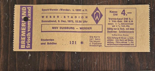 Ticket bundesliga 73 - ticket, 08.12.73