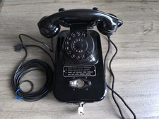 Seltenes Vintage Münztelefon Mü 55b  mit Wählscheibe –  Schwarz, mit Schlüsseln
