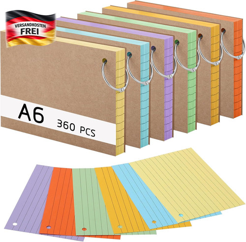 Karteikarten bunt liniert - a6,