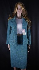 Vtg. Colette Modes Irish Donegal Tweed Green Speckled Suit Kostüm All Season GrS