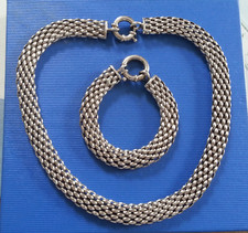 Super Schmuckset Collier + Armband 925 Silber, 72,9 g, 12 mm b, 45 cm + 20 cm l