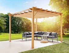 Aluminium-Pavillon mit verstellbarem Sonnensegel, ca. 350 x 505 x 236 cm – Buche